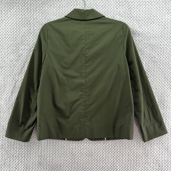 COS Jacket Womens 4 Green Cotton Button Front Coat Collared Long Sleeve Unlined - Picture 6 of 15